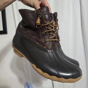 Sperry Duck Boots Leather And Rubber Rain Boots 7.5